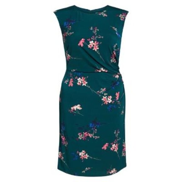 Eliza J Womens Green Floral Cap Sleeve Knit Sheath Dress Plus Sz 24W New - Picture 8 of 11